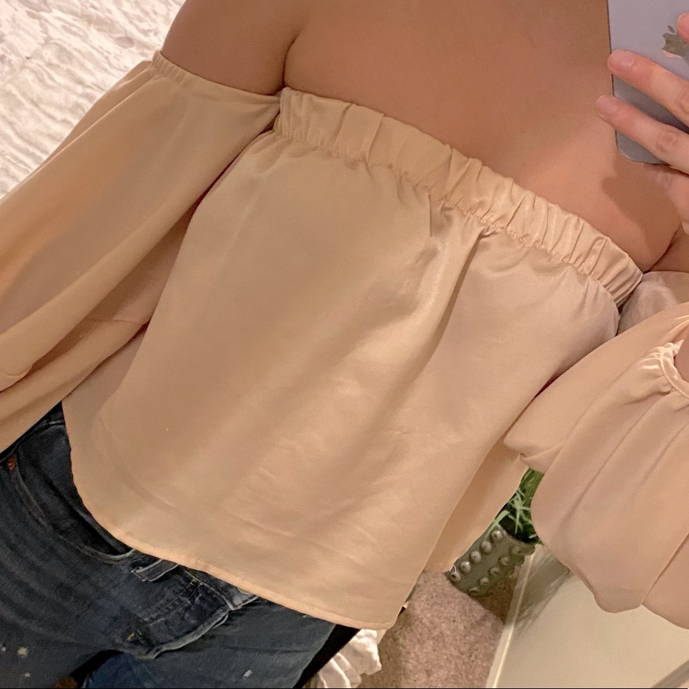Off the Shoulder Satin Cropped Top